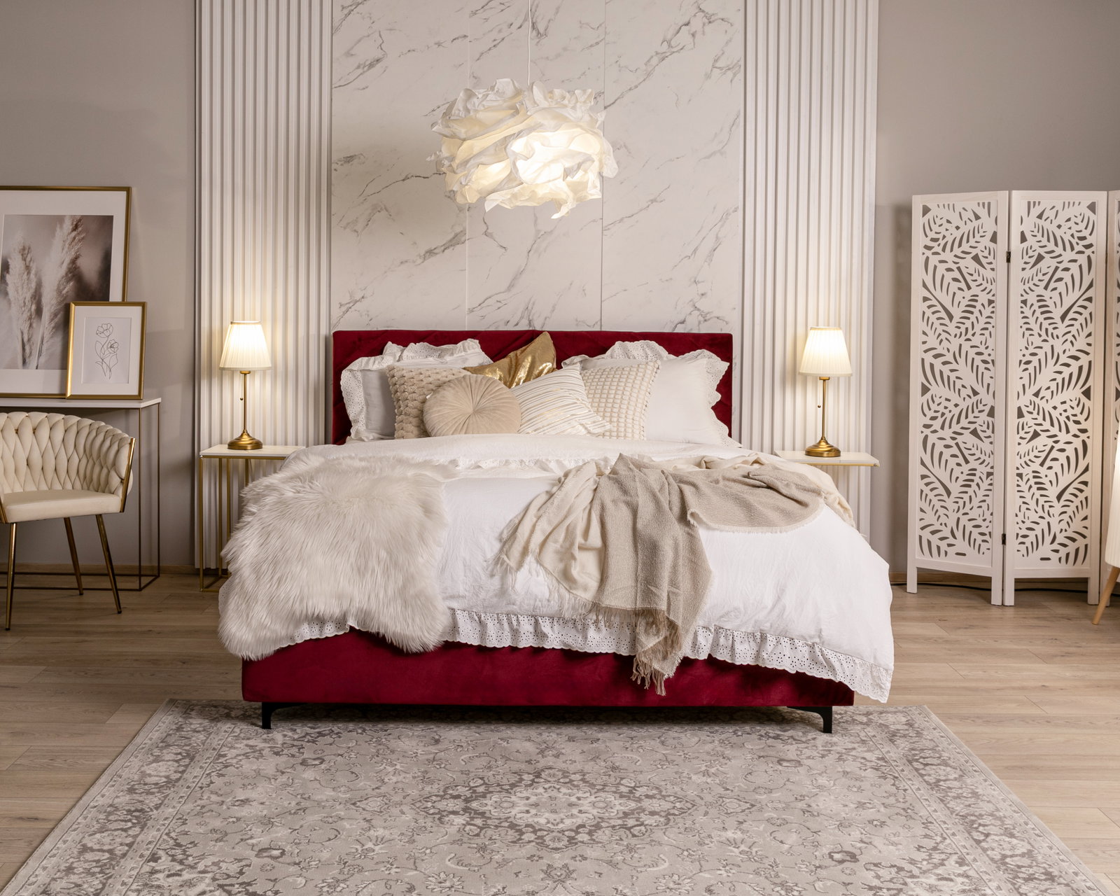 Čalúnená posteľ ELEGANTE 140x200 Vínová Paris s úložným priestorom kovový rošt