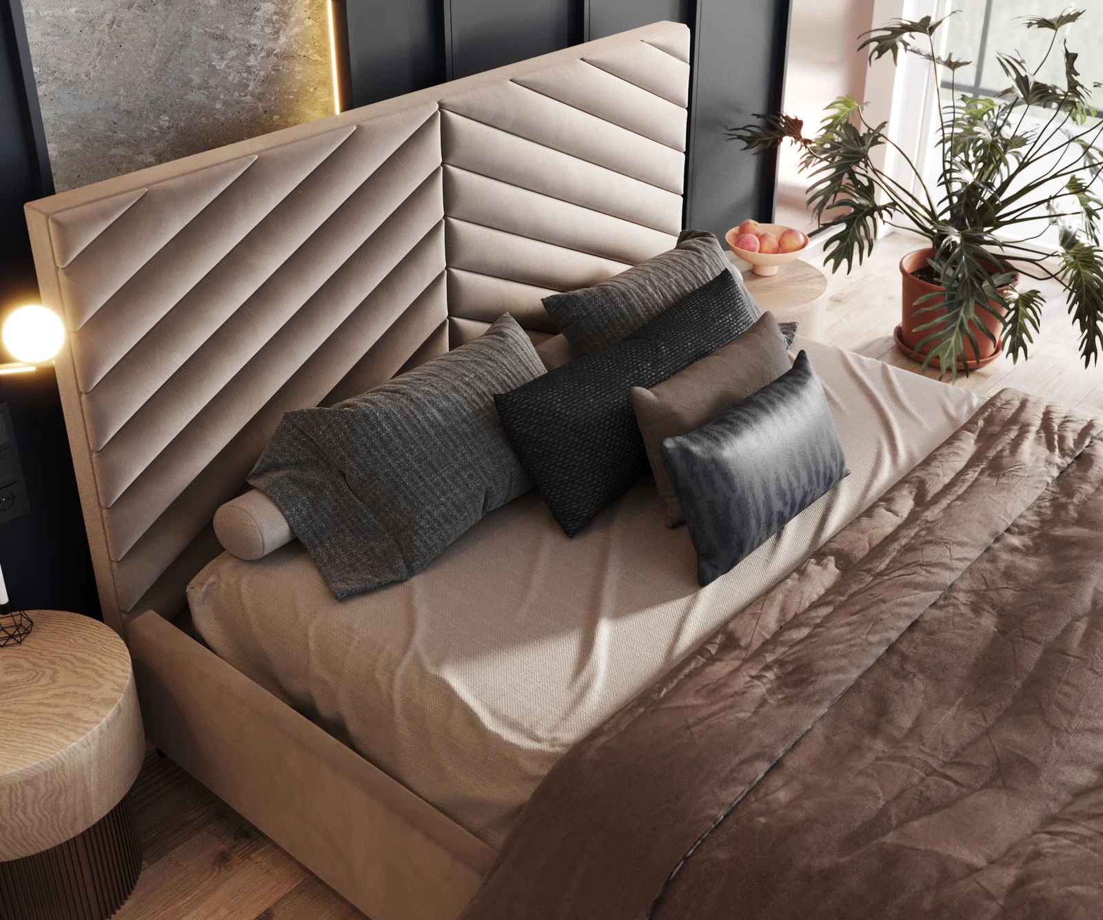 Čalouněná postel ELEGANTE 90x200 Béžová Paris s úložným prostorem kovový rošt