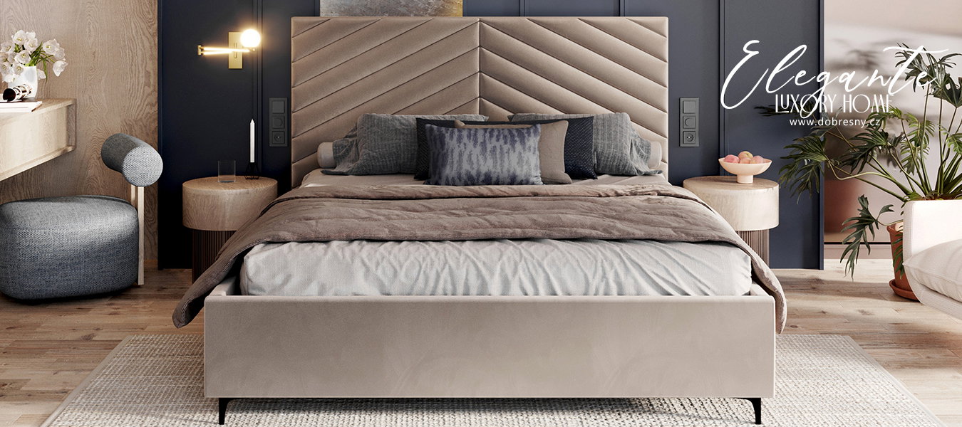 Čalúnená posteľ ELEGANTE 120x200 Béžová Paris s úložným priestorom kovový rošt