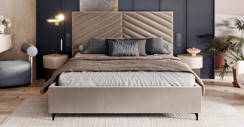 Čalouněná postel ELEGANTE 120x200 Béžová Paris s úložným prostorem kovový rošt