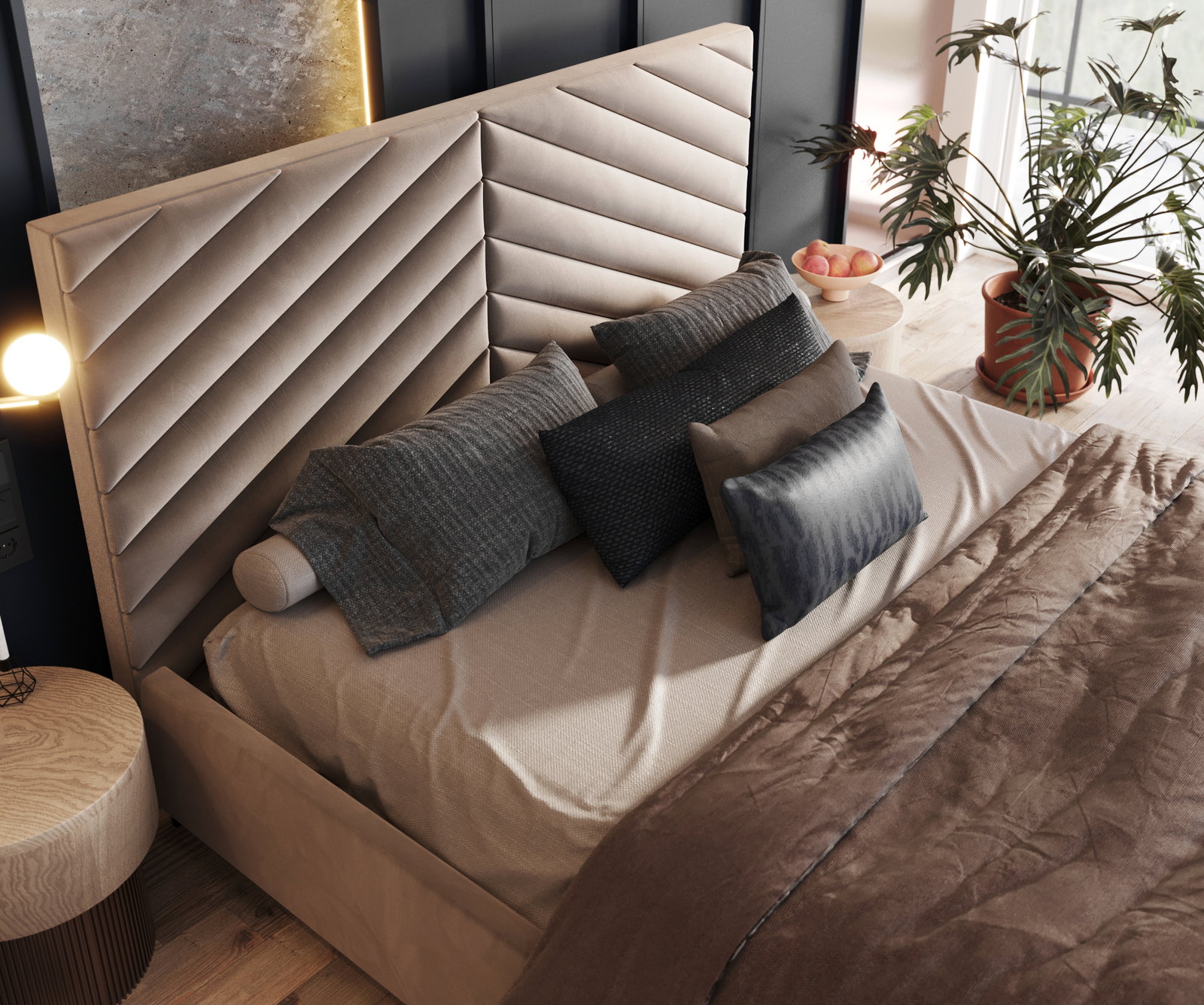 Čalúnená posteľ ELEGANTE 140x200 Béžová Paris s úložným priestorom kovový rošt