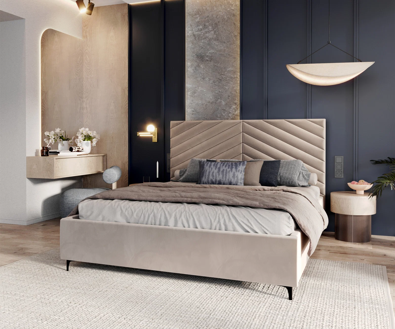 Čalouněná postel ELEGANTE 160x200 Béžová Paris s úložným prostorem kovový rošt