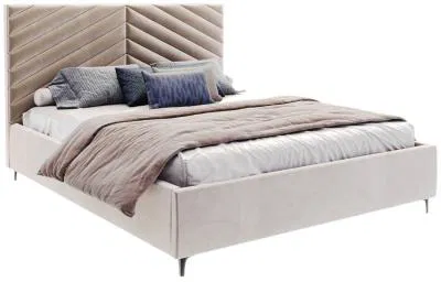 Čalouněná postel ELEGANTE 180x200 Béžová Paris s úložným prostorem kovový rošt