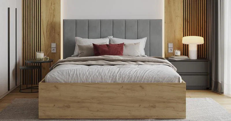 Čalouněná postel GRENADA 180x200 cm se zdvižným roštem šedá