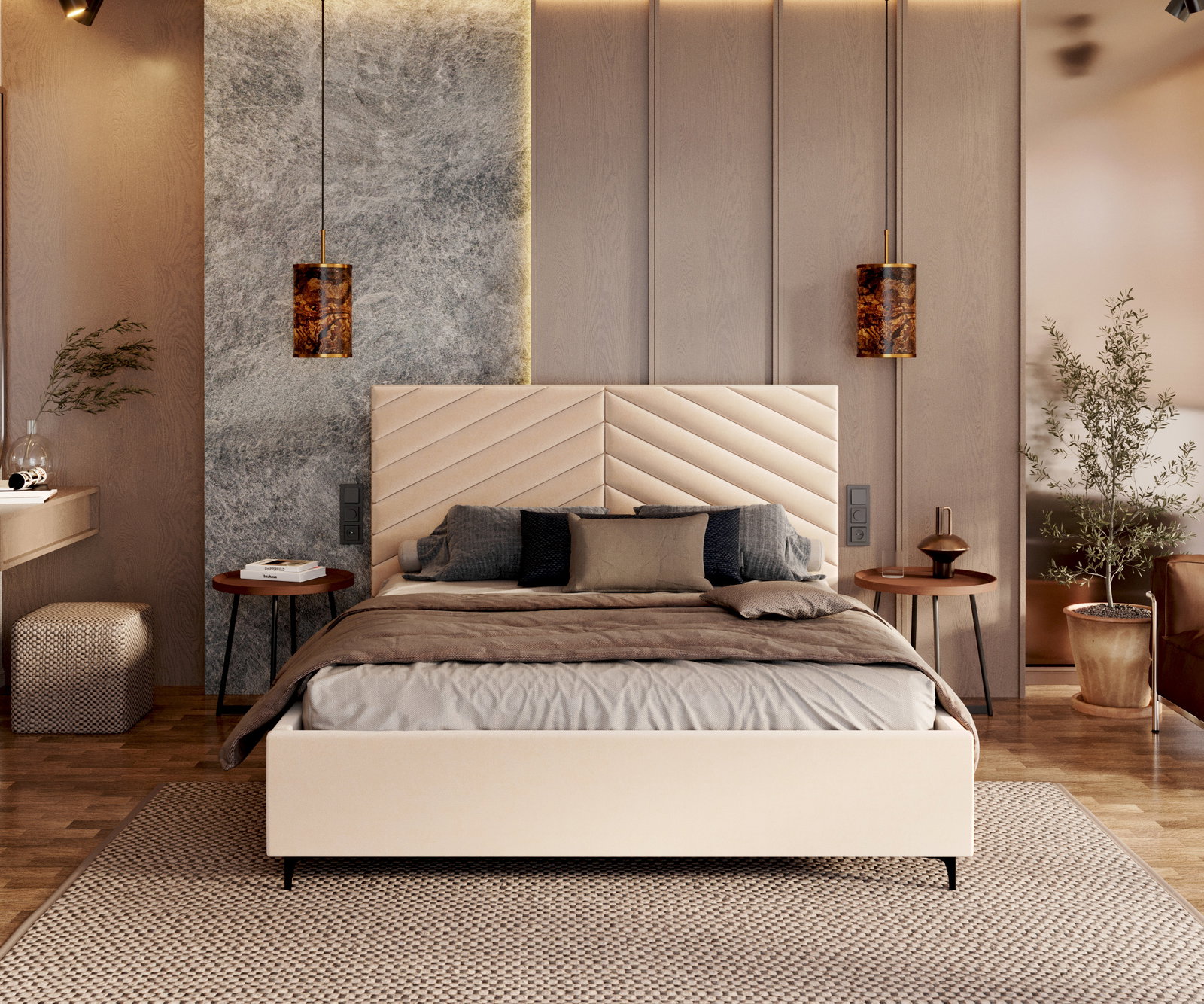 Čalúnená posteľ ELEGANTE 90x200 Krémová Paris s úložným priestorom kovový rošt