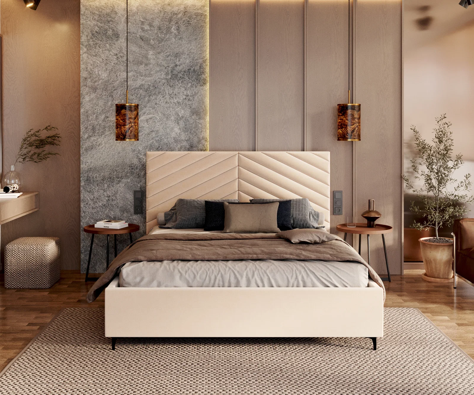 Čalouněná postel ELEGANTE 90x200 Krémová Paris s úložným prostorem kovový rošt