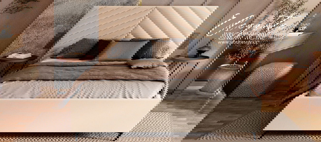 Čalúnená posteľ ELEGANTE 140x200 Krémová Paris s úložným priestorom kovový rošt