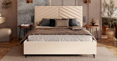 Čalouněná postel ELEGANTE 180x200 Krémová Paris s úložným prostorem kovový rošt