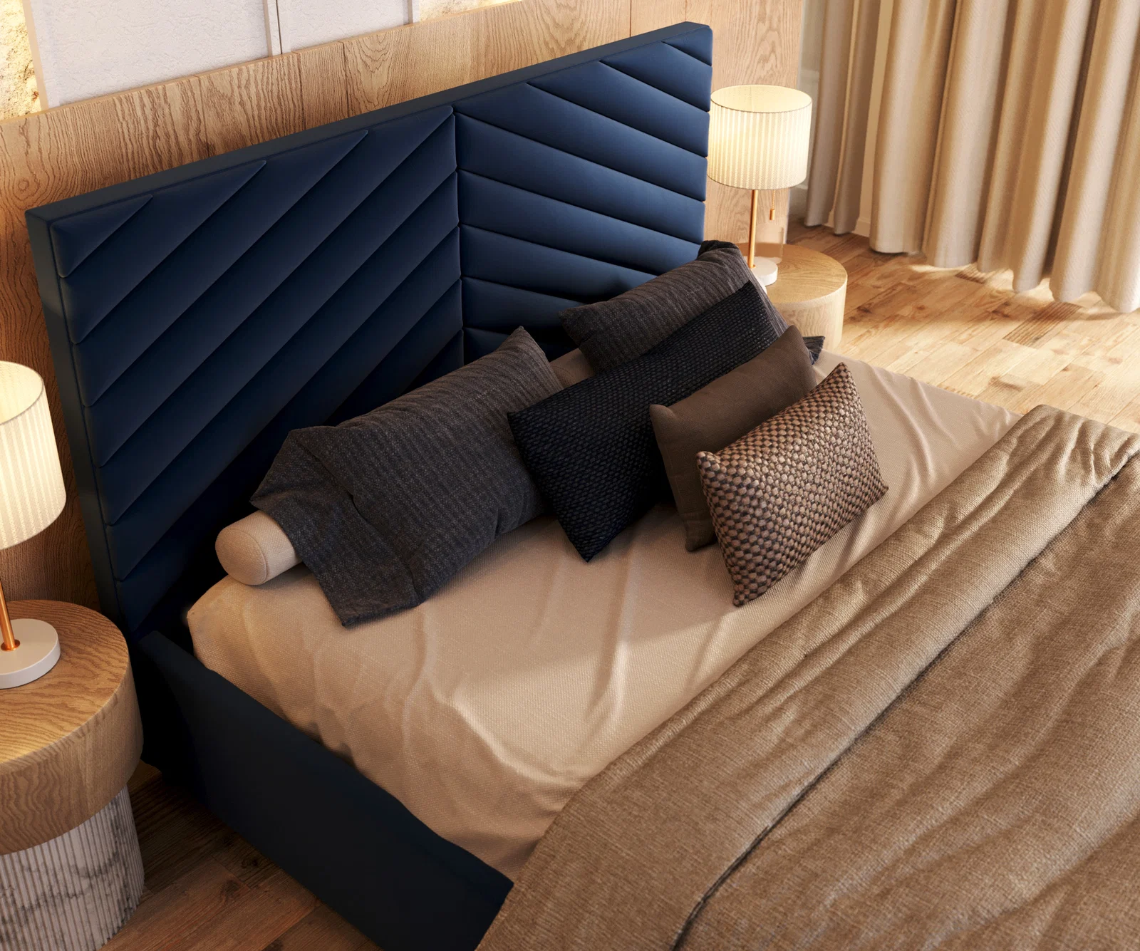 Čalouněná postel ELEGANTE 90x200 Tmavě Modrá Paris s úložným prostorem kovový rošt
