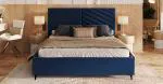 Čalouněná postel ELEGANTE 90x200 Tmavě Modrá Paris s úložným prostorem kovový rošt