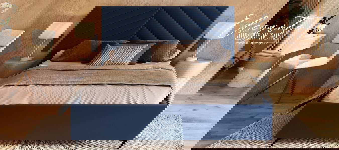 Čalúnená posteľ ELEGANTE 140x200 Tmavo Modrá Paris s úložným priestorom kovový rošt
