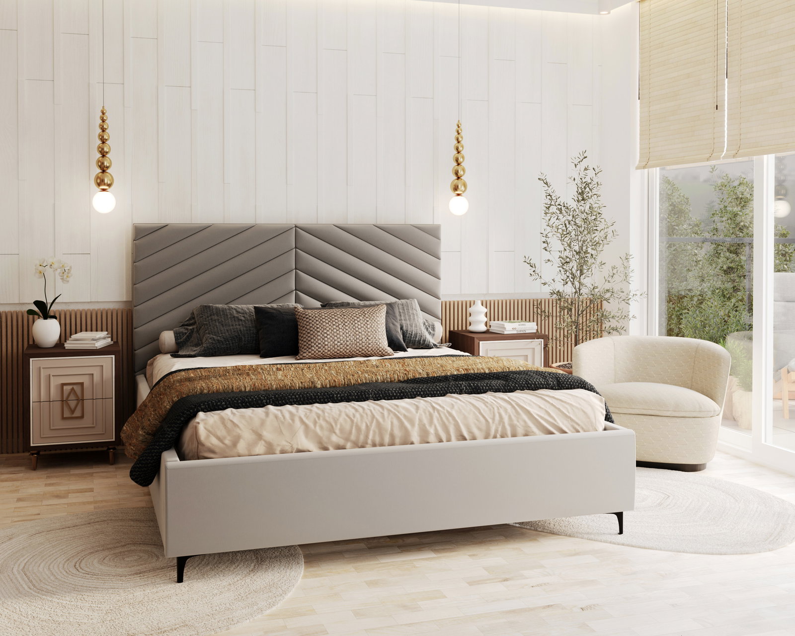 Čalúnená posteľ ELEGANTE 180x200 Svetlo Sivá Paris s úložným priestorom kovový rošt