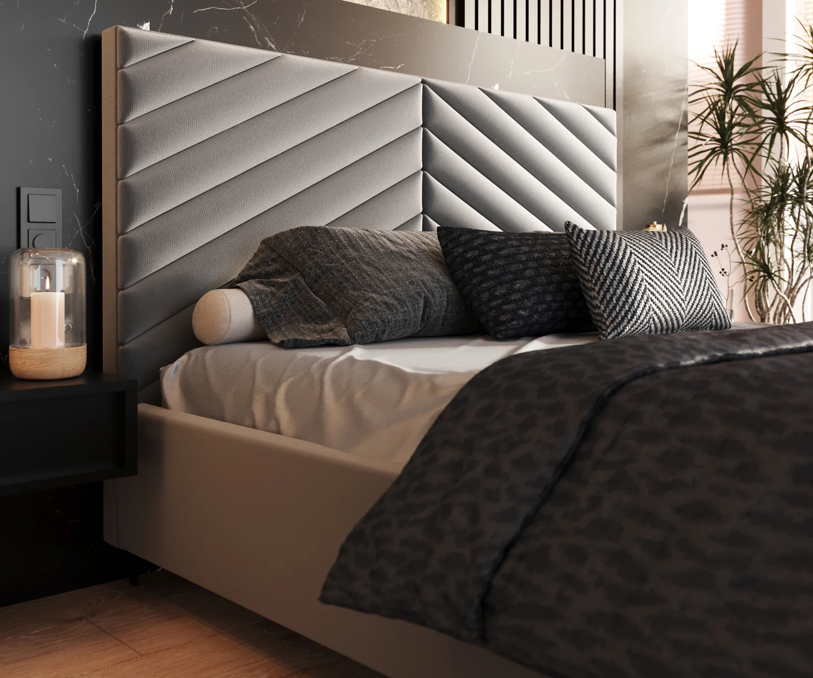 Čalouněná postel ELEGANTE 90x200 Steel Paris s úložným prostorem kovový rošt