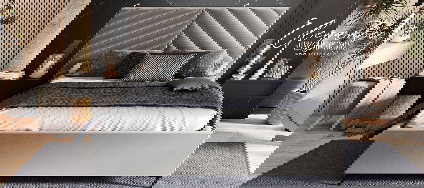 Čalúnená posteľ ELEGANTE 140x200 Steel Paris s úložným priestorom kovový rošt