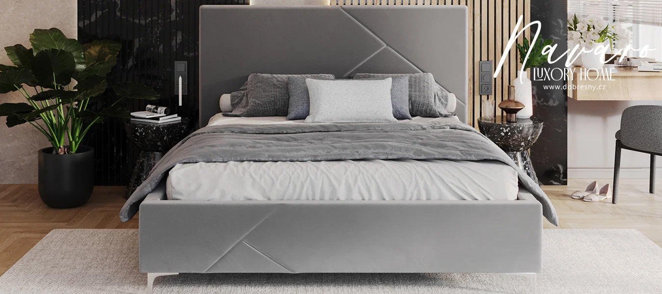 Čalouněná postel NAVARO 180x200 Steel Paris s úložným prostorem kovový rošt