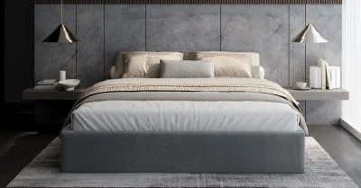 Čalouněná postel ORLANDO 180x200 Šedá Trinity s úložným prostorem kovový rošt