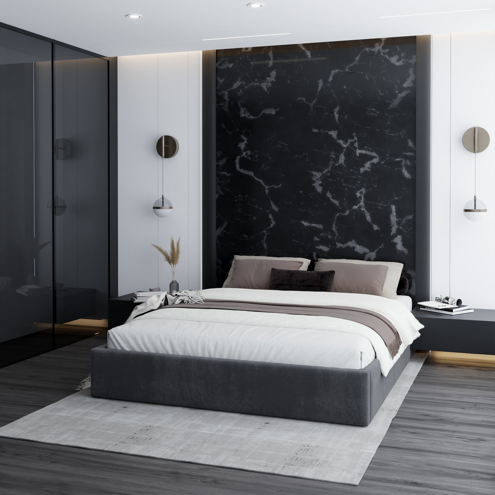 Čalúnená posteľ ORLANDO 90x200 Tmavo sivá Trinity s úložným priestorom kovový rošt