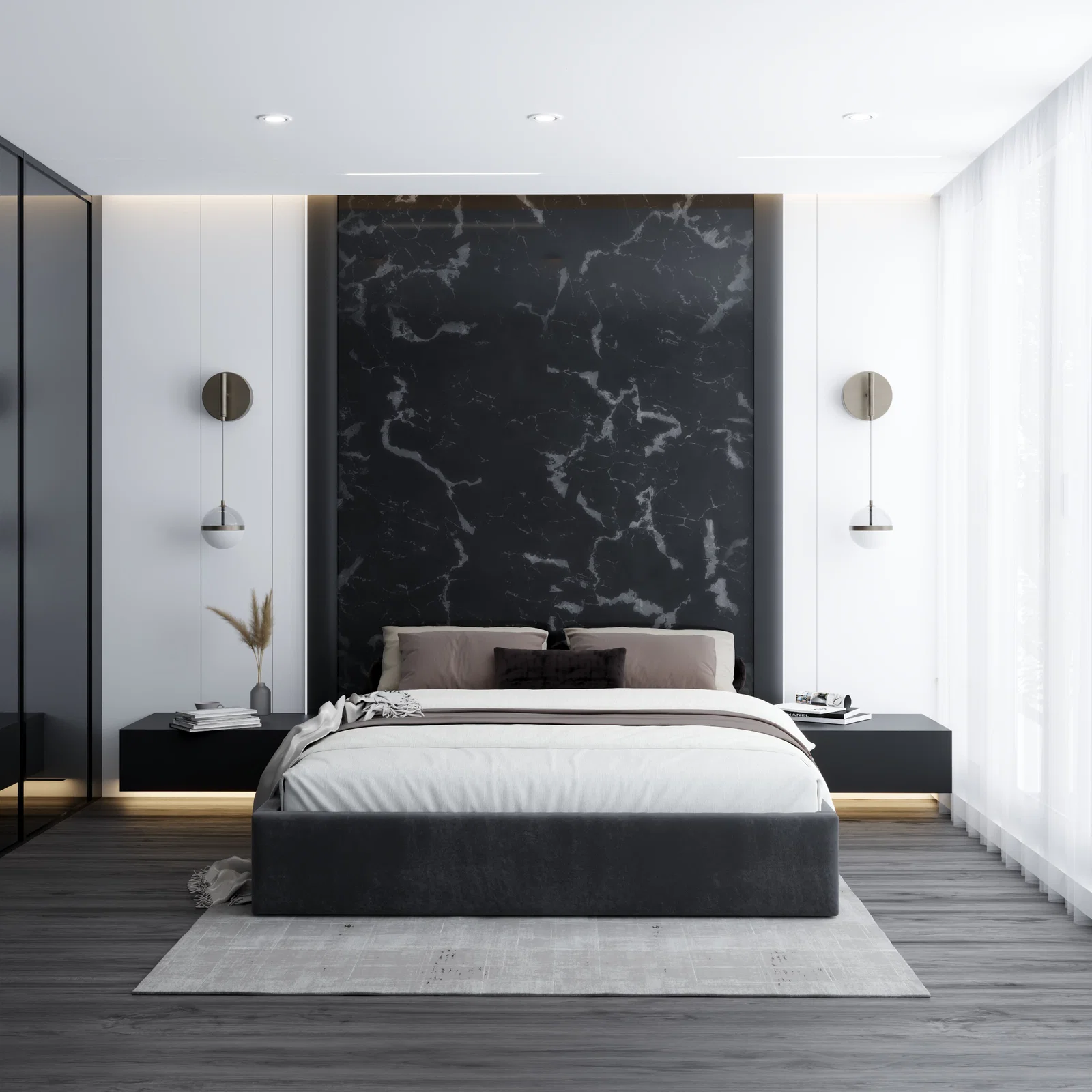 Čalouněná postel ORLANDO 160x200 Tmavě šedá Trinity s úložným prostorem kovový rošt