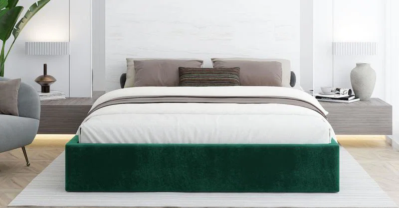 Čalouněná postel ORLANDO 120x200 Zelená Trinity s úložným prostorem kovový rošt