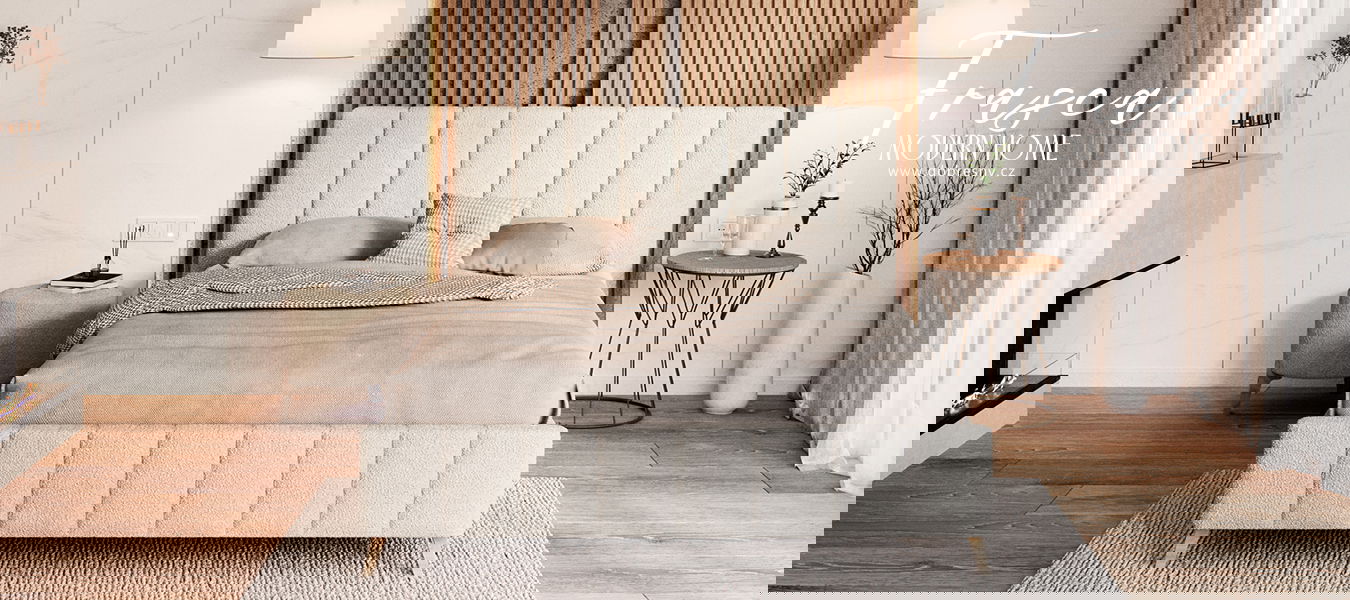 Čalúnená posteľ FRASCA 120x200 Krémová Boucle