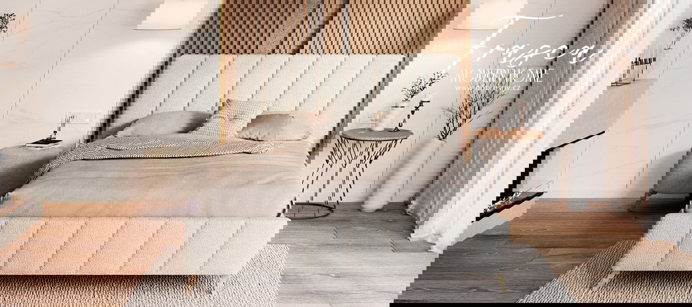 Čalúnená posteľ FRASCA 180x200 Krémová Boucle