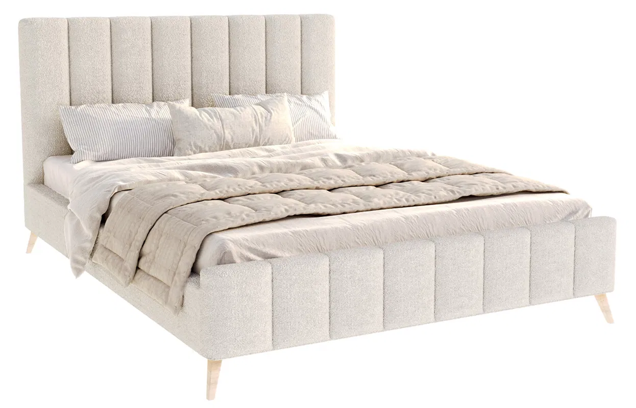 Čalouněná postel FRASCA 180x200 Krémová Boucle | Dobrésny.cz