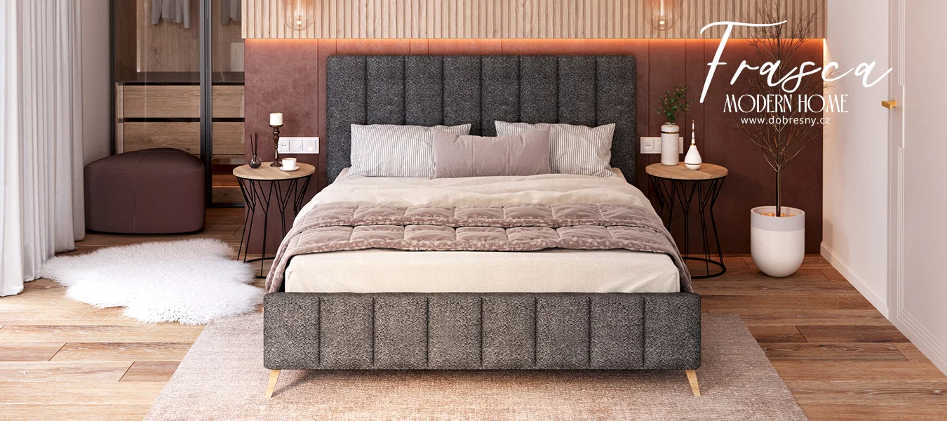 Čalouněná postel FRASCA 160x200 Grafit Boucle