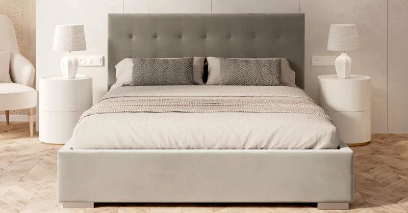 Čalouněná postel LUCERNA 140x200 Šedá Trinity s úložným prostorem kovový rošt