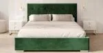 Čalouněná postel LUCERNA 90x200 Zelená Trinity s úložným prostorem kovový rošt