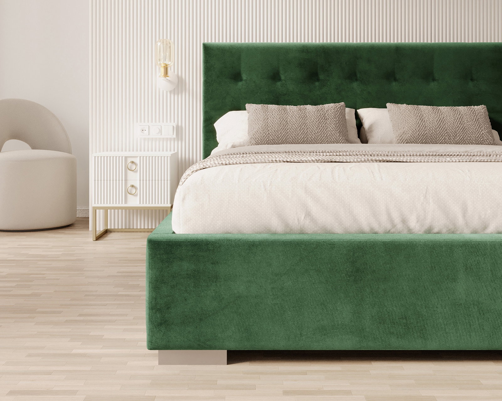 Čalúnená posteľ LUCERNA 140x200 Zelená Trinity s úložným priestorom kovový rošt