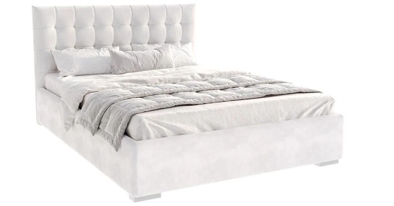 Čalouněná postel LUCERNA 90x200 Bílá Paris s úložným prostorem kovový rošt