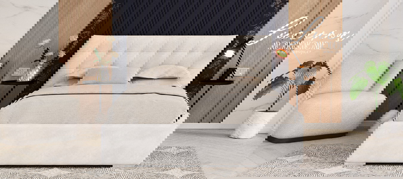 Čalúnená posteľ LUCERNA 160x200 Biela Paris s úložným priestorom kovový rošt