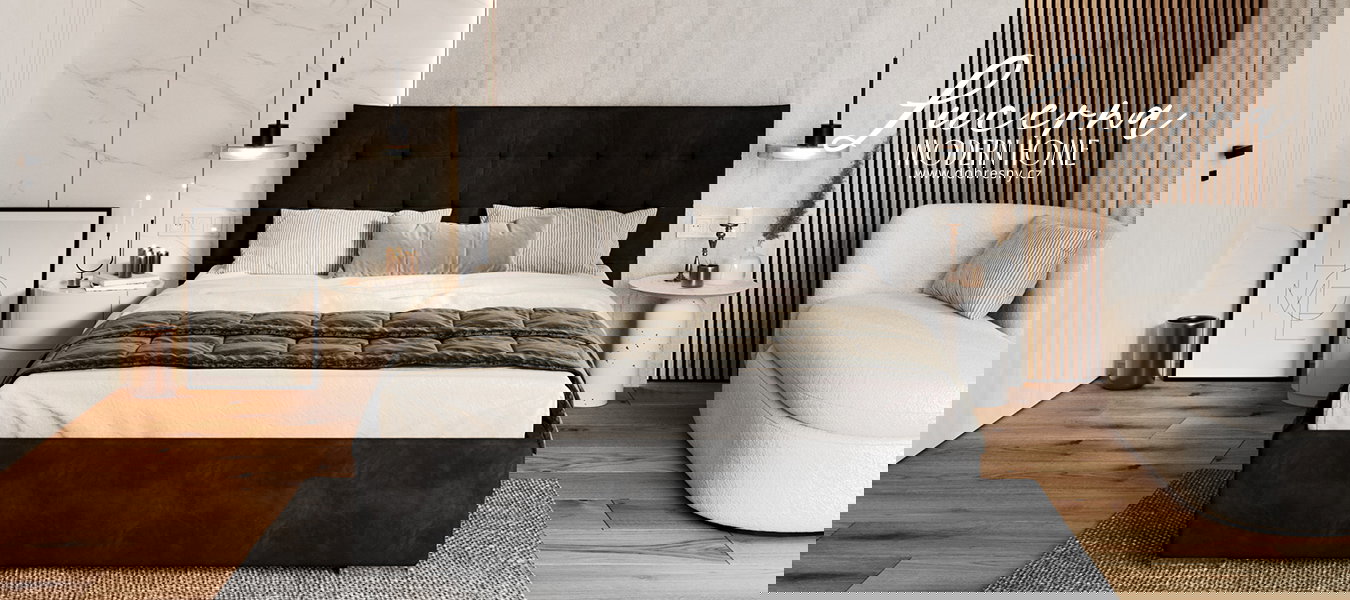 Čalúnená posteľ LUCERNA 120x200 Čierna Paris s úložným priestorom kovový rošt