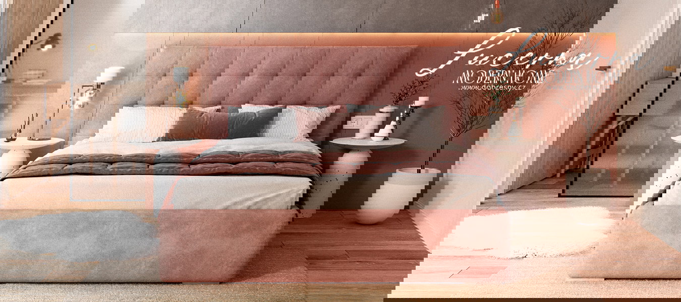 Čalúnená posteľ LUCERNA 180x200 Lososová Paris s úložným priestorom kovový rošt