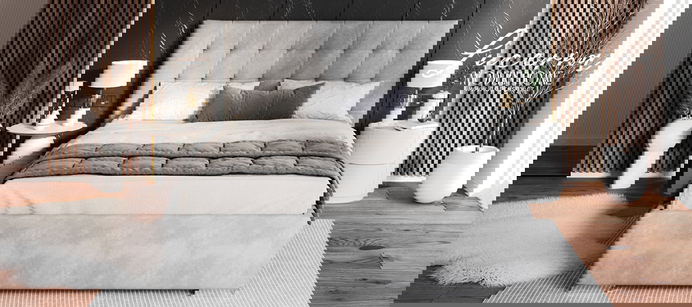 Čalúnená posteľ LUCERNA 140x200 Svetle Sivá Paris s úložným priestorom kovový rošt