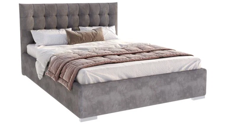 Čalouněná postel LUCERNA 90x200 Tmavě šedá Paris s úložným prostorem kovový rošt