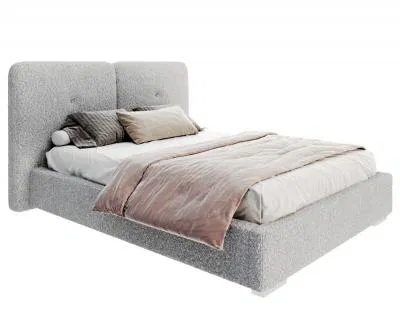 Čalouněná postel BEDRETTO 140x200 Šedá Boucle s úložným prostorem kovový rošt