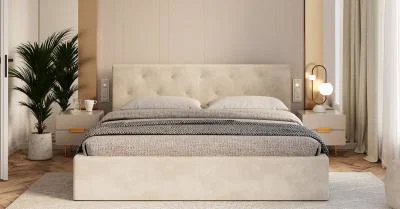 Čalouněná postel MIRAGE 120x200 Krémová Trinity s úložným prostorem kovový rošt