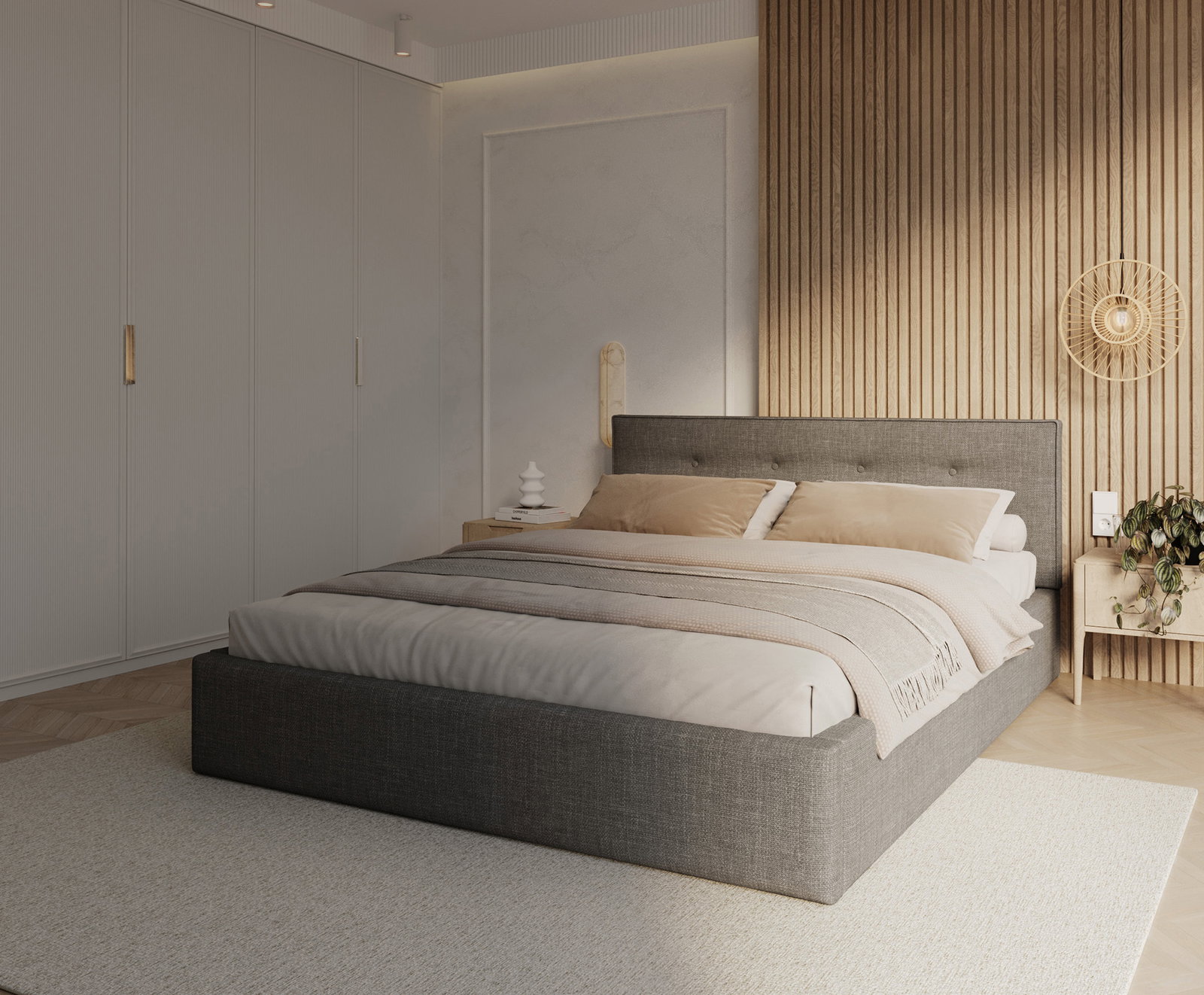 Čalúnená posteľ TULSA 120x200 Grafit Ottawa s úložným priestorom kovový rošt