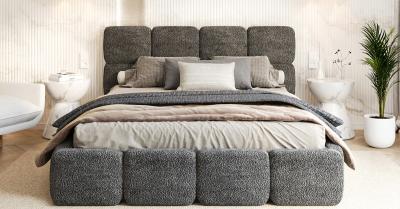 Čalouněná postel DELICATO 140x200 cm Černá Cleo s úložným prostorem kovový rošt