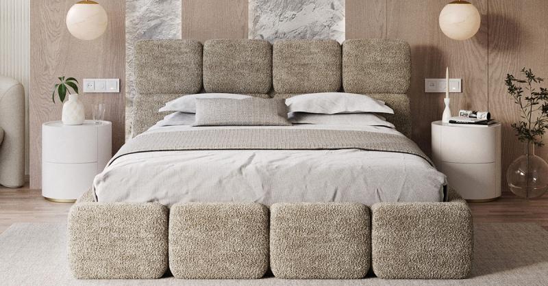 Čalouněná postel DELICATO 180x200 cm Béžová Cleo s úložným prostorem kovový rošt