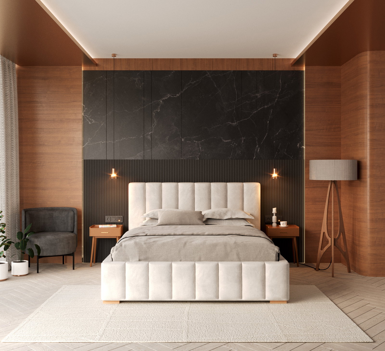 Čalúnená posteľ AUSTIN 160x200 cm Biala Trinity s úložným priestorom kovový rošt