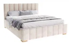 Čalouněná postel AUSTIN 90x200 cm Krémová Trinity s úložným prostorem kovový rošt