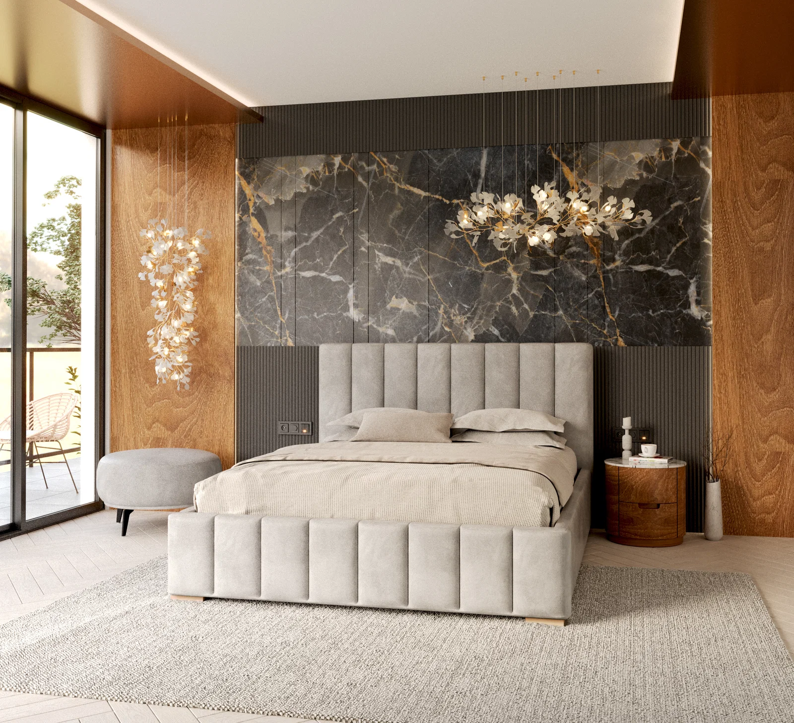 Čalouněná postel AUSTIN 90x200 cm Šedá Trinity s úložným prostorem kovový rošt