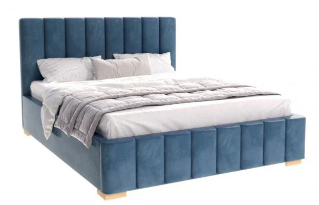 Čalouněná postel AUSTIN 140x200 cm Tyrkysová Trinity s úložným prostorem kovový rošt