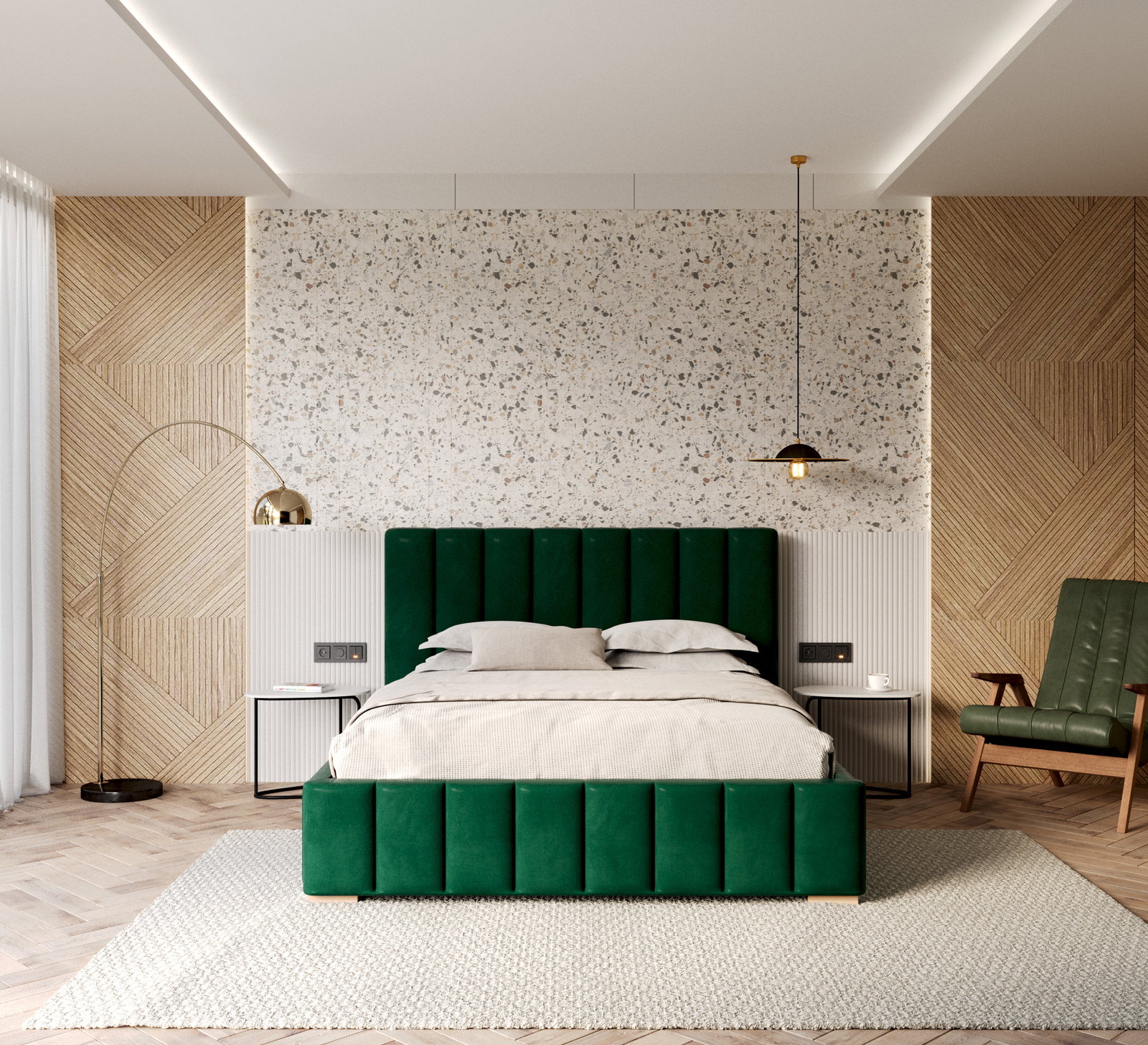 Čalúnená posteľ AUSTIN 90x200 cm Zelená Trinity s úložným priestorom kovový rošt