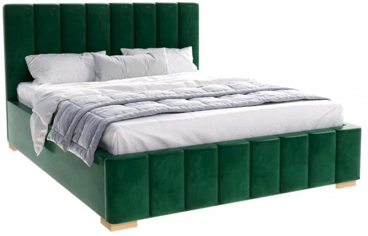 Čalouněná postel AUSTIN 90x200 cm Zelená Trinity s úložným prostorem kovový rošt