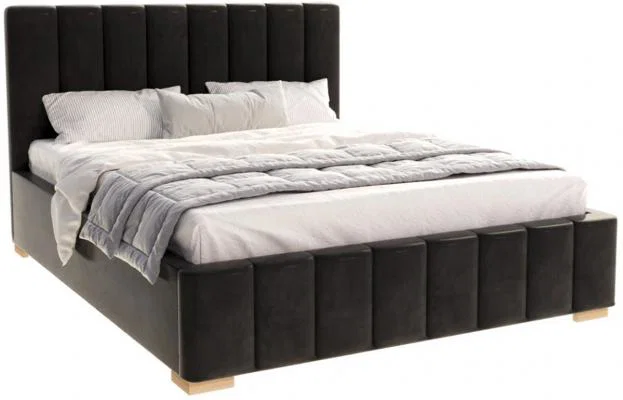 Čalouněná postel AUSTIN 160x200 cm Černá Trinity s úložným prostorem kovový rošt