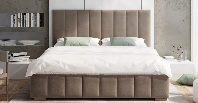 Čalouněná postel AUSTIN 90x200 cm Béžová Paris s úložným prostorem kovový rošt