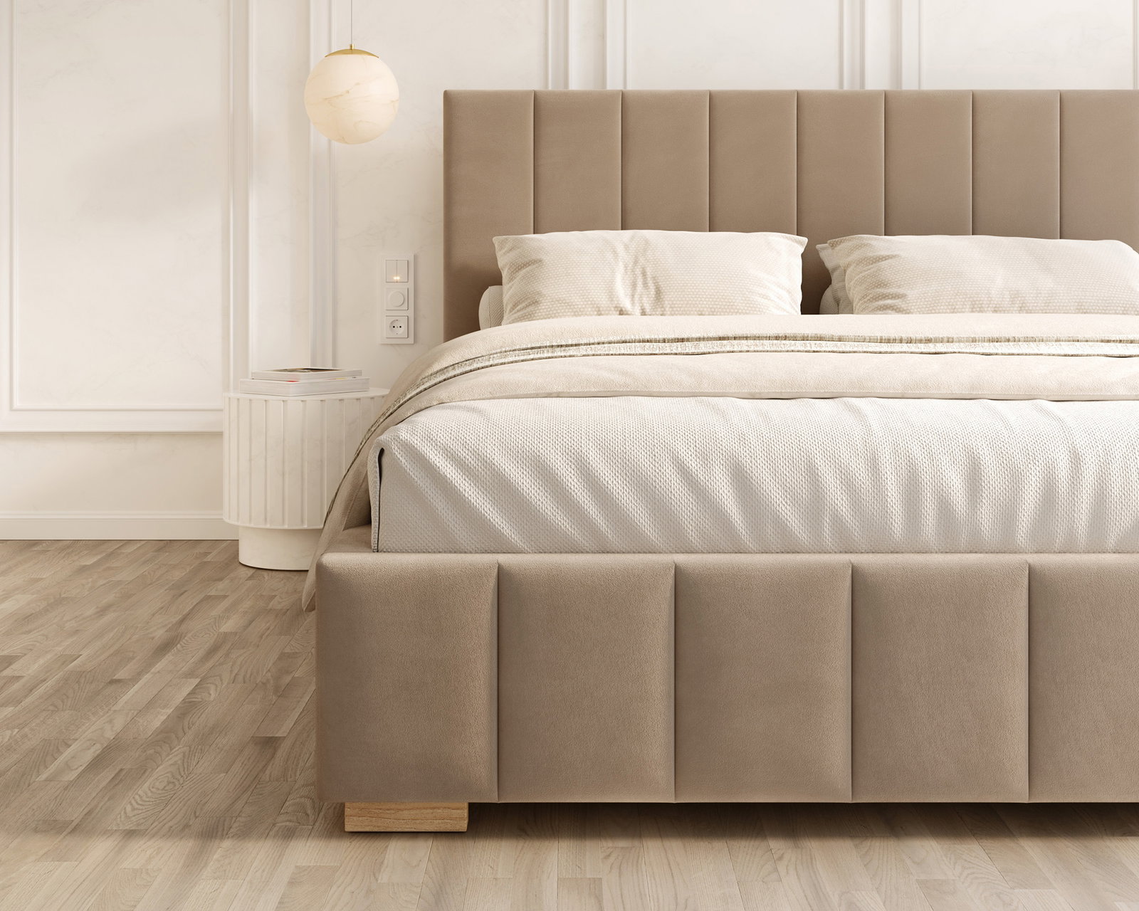 Čalúnená posteľ AUSTIN 120x200 cm Béžová Paris s úložným priestorom kovový rošt